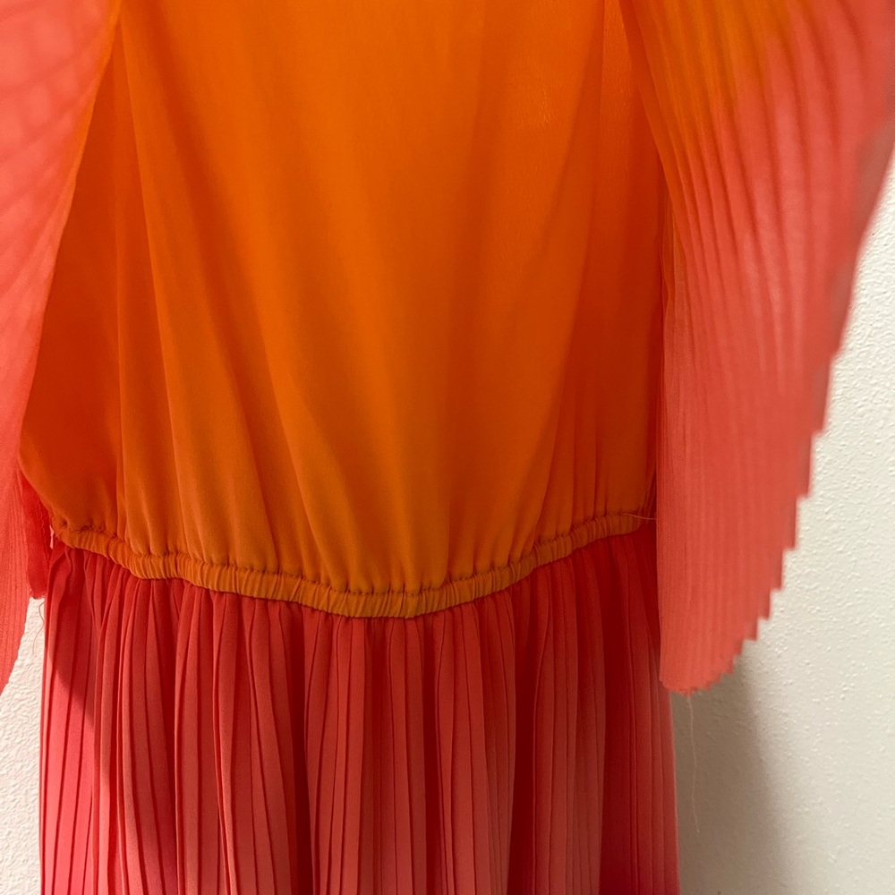 Leith Orange Pleated Midi Dress - Picture 3 of 8